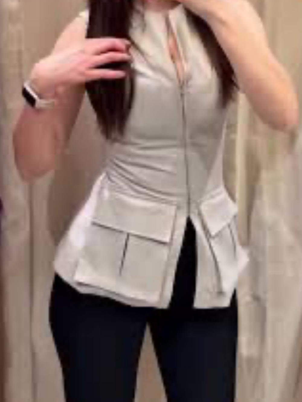 Zara Light Gray Sleeveless Zip Vest